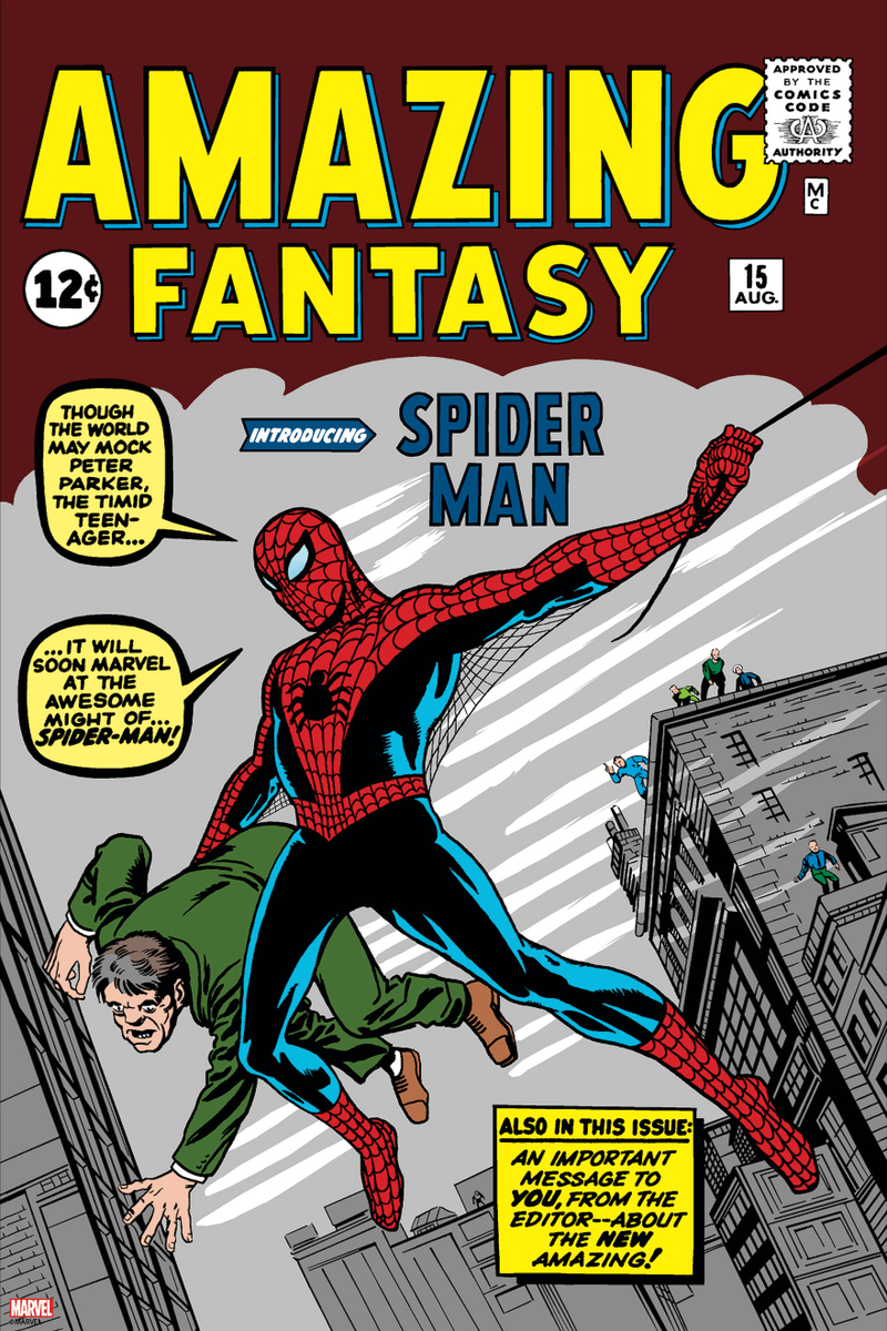 Amazing Fantasy #15: Story by Stan Lee, art by Steve Ditko, cover art by Jack Kirby. Edition of 150.